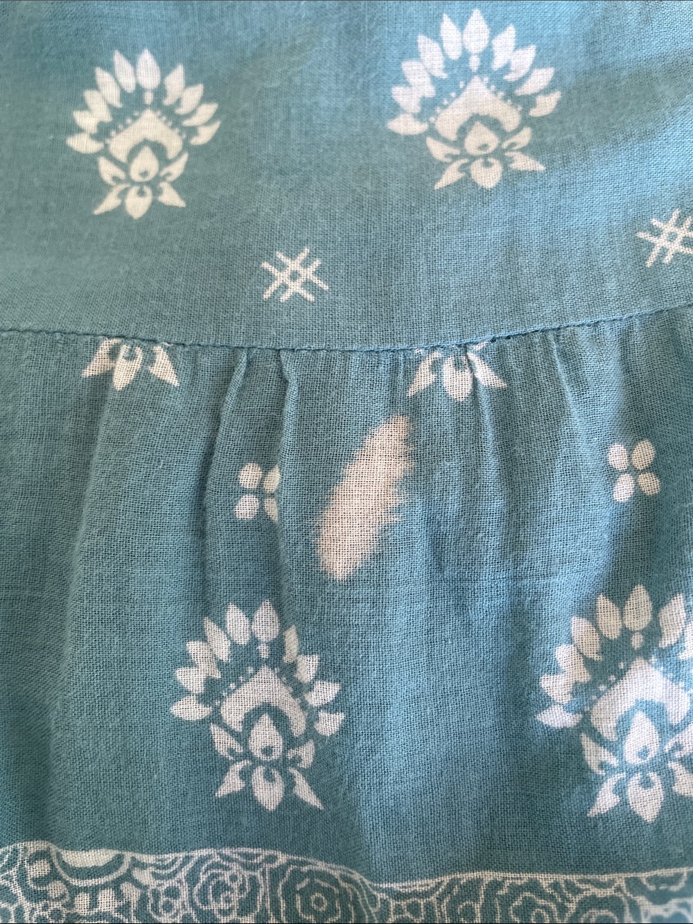 Roller Rabbit Teal Blue Floral Tiered Cotton Dress - Picture 4 of 5